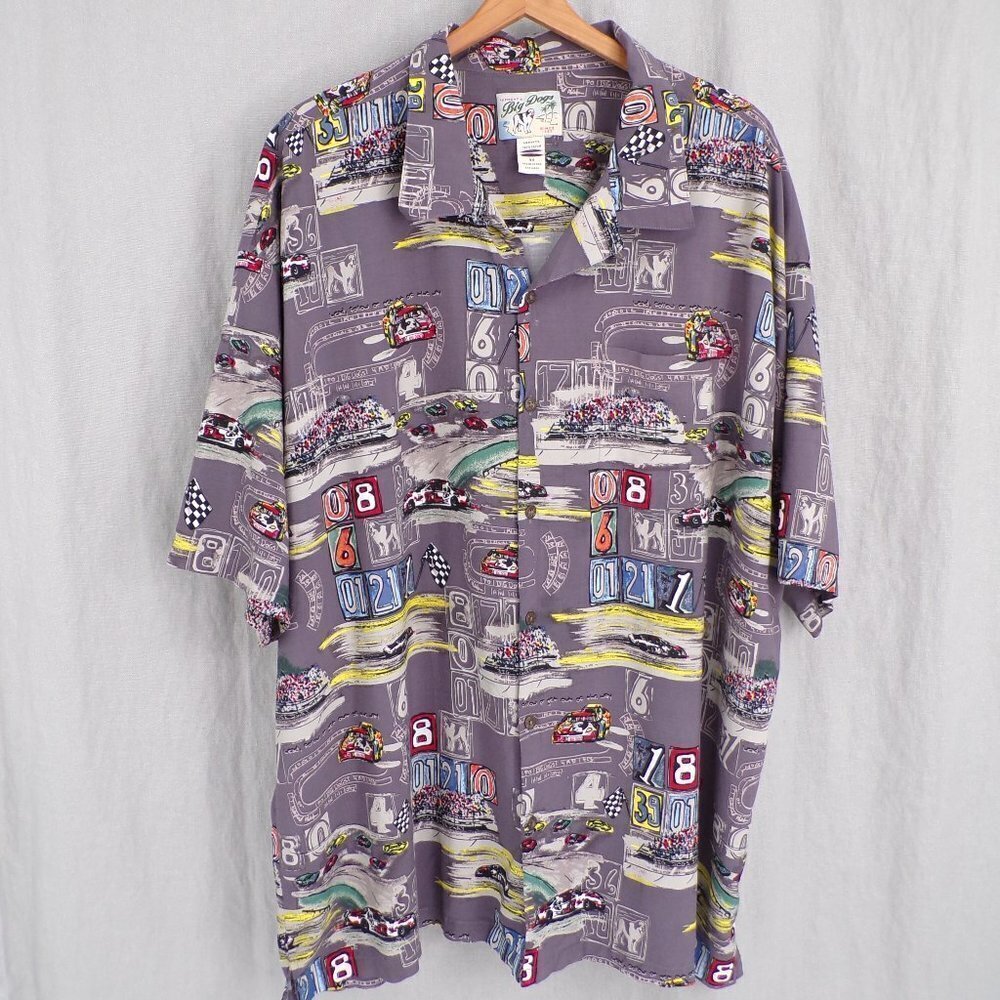 Authentic Big Dogs Speedway Graphic Men's 4X Casual Short Sleeve Button Shirt
